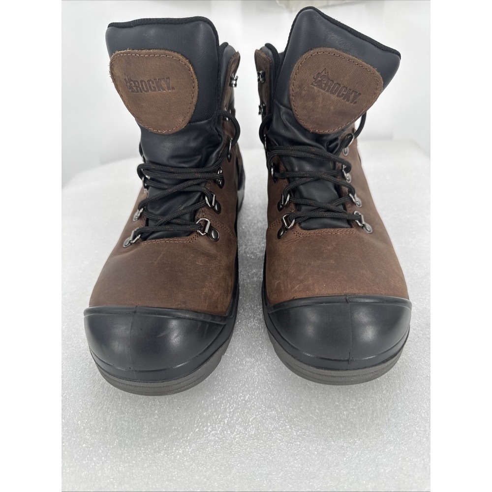 Rocky Waterproof Work‎ Boots Brown Leather Steel Toe RK026 Mens 10.5 M